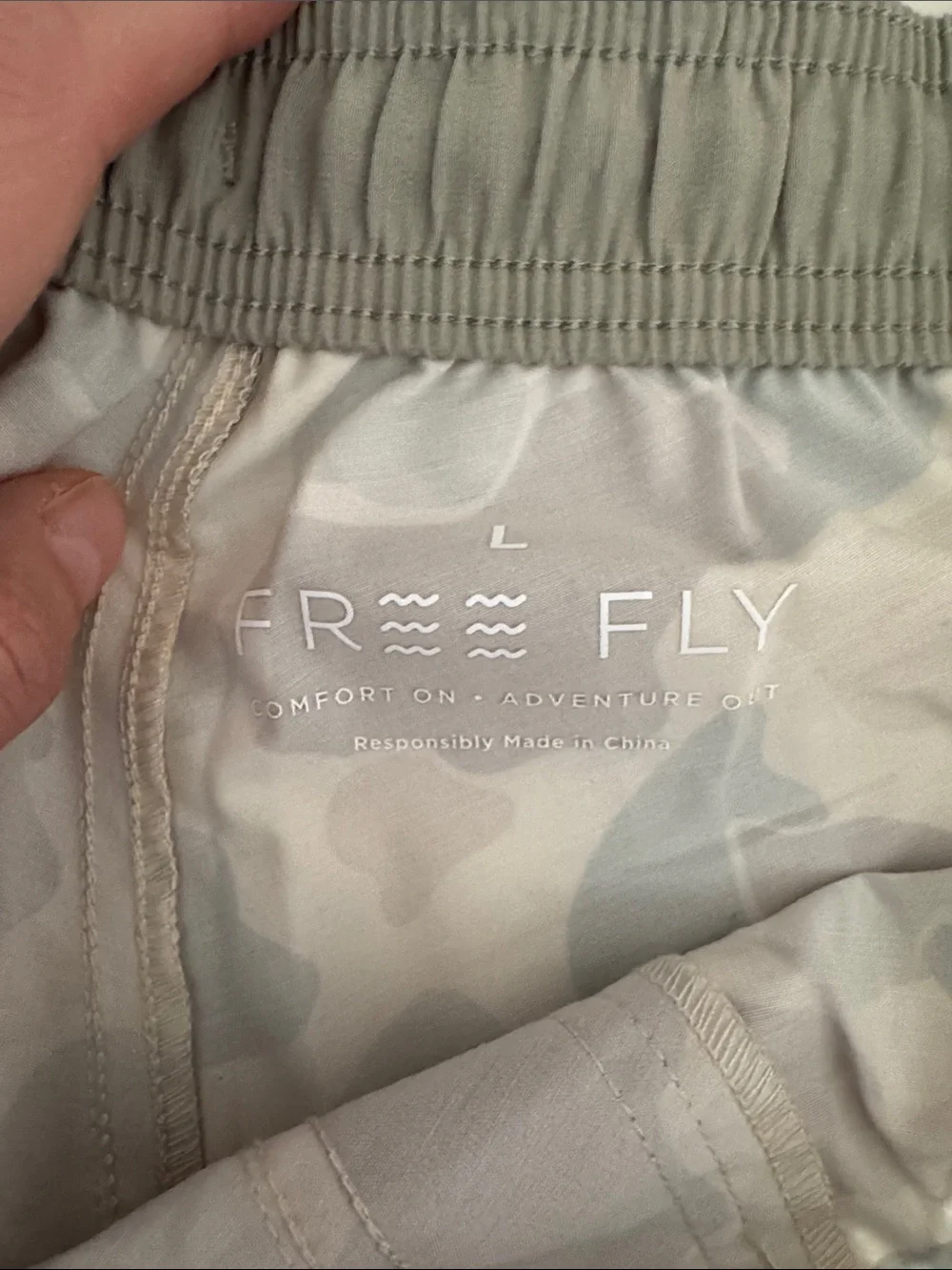 Free Fly Apparel Men’s Camo Athletic BoardShorts - Beige, Green & Brown